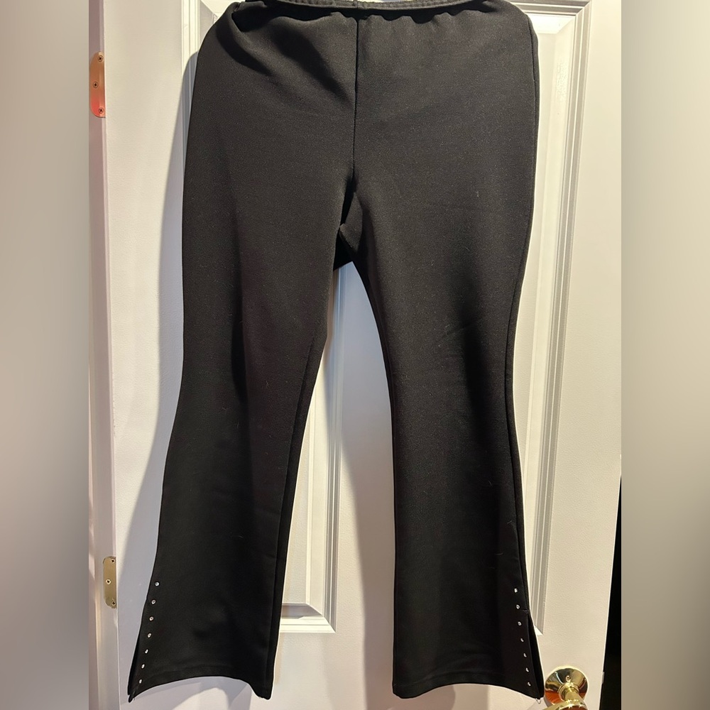 M.K.M Design Vintage Black Flared Women Pants with Studded Hem Sz M